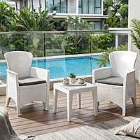 Nilkamal Breeze Outdoor Set of 1 Center Table with Glass and 2 Chairs with Cushion