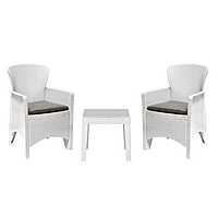 Nilkamal Breeze Outdoor Set of 1 Center Table with Glass and 2 Chairs with Cushion