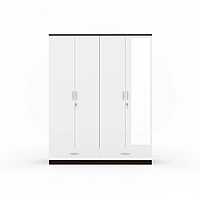 Nilkamal Mozart 4 Door Mirror Wardrobe (Walnut / White)