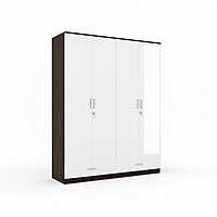 Nilkamal Mozart 4 Door Mirror Wardrobe (Walnut / White)