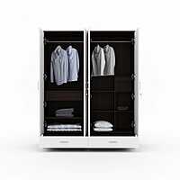 Nilkamal Mozart 4 Door Mirror Wardrobe (Walnut / White)