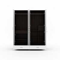 Nilkamal Mozart 4 Door Mirror Wardrobe (Walnut / White)