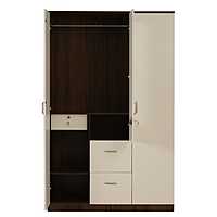 Nilkamal Mozart 3 Door Mirror Wardrobe (Walnut / White)