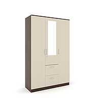 Nilkamal Mozart 3 Door Mirror Wardrobe (Walnut / White)