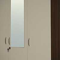 Nilkamal Mozart 3 Door Mirror Wardrobe (Walnut / White)