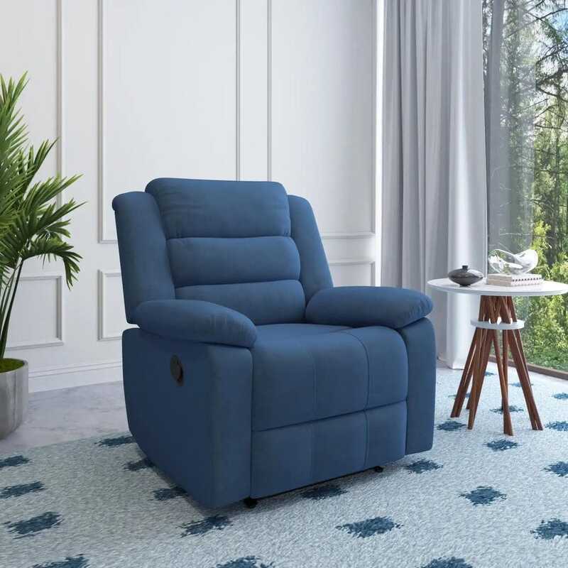 Nilkamal Sierra 1 Seater Manual Recliner Sofa (Blue)