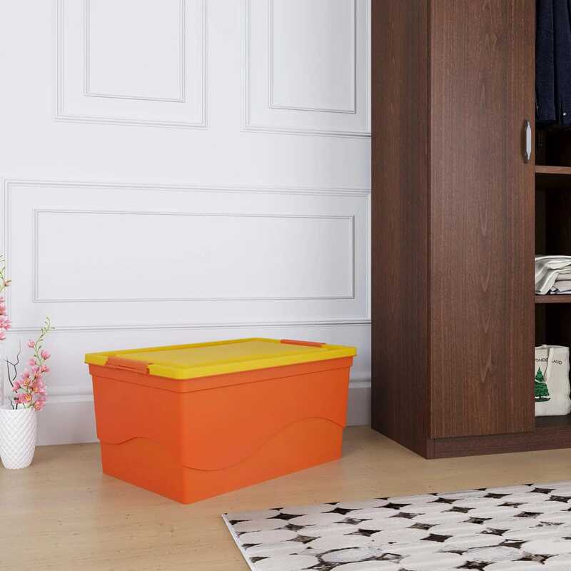 Nilkamal 50 Litre Multipurpose Storage Box with Lid (Orange and Yellow)