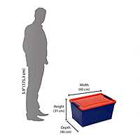Nilkamal 50 Litre Multipurpose Storage Box with Lid (Blue and Red)