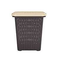 Nilkamal Elegance Laundry Basket 50 Litre with Lid (Season Rust Brown & Marble Beige)