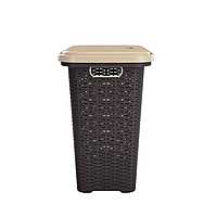 Nilkamal Elegance Laundry Basket 50 Litre with Lid (Season Rust Brown & Marble Beige)