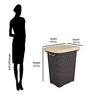 Nilkamal Elegance Laundry Basket 50 Litre with Lid (Season Rust Brown & Marble Beige)