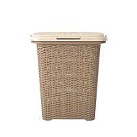 Nilkamal Elegance Laundry Basket 50 Litre with Lid (Sandy Brown & Marble Cream)