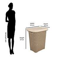 Nilkamal Elegance Laundry Basket 50 Litre with Lid (Sandy Brown & Marble Cream)