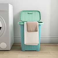 Nilkamal Elegance Laundry Basket 50 Litre with Lid (Sapphire Blue & Sea Blue)
