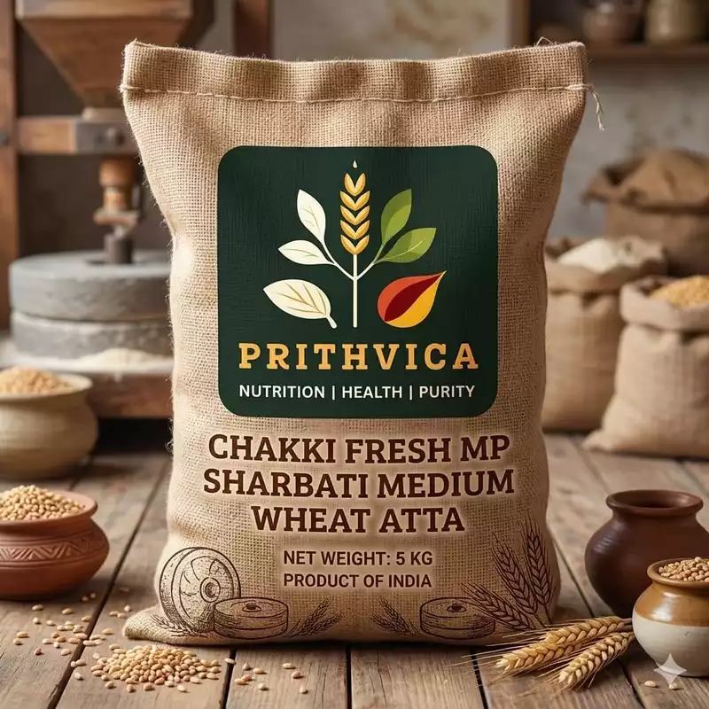 MP Sharbati Wheat Atta (Medium) - 5 kg