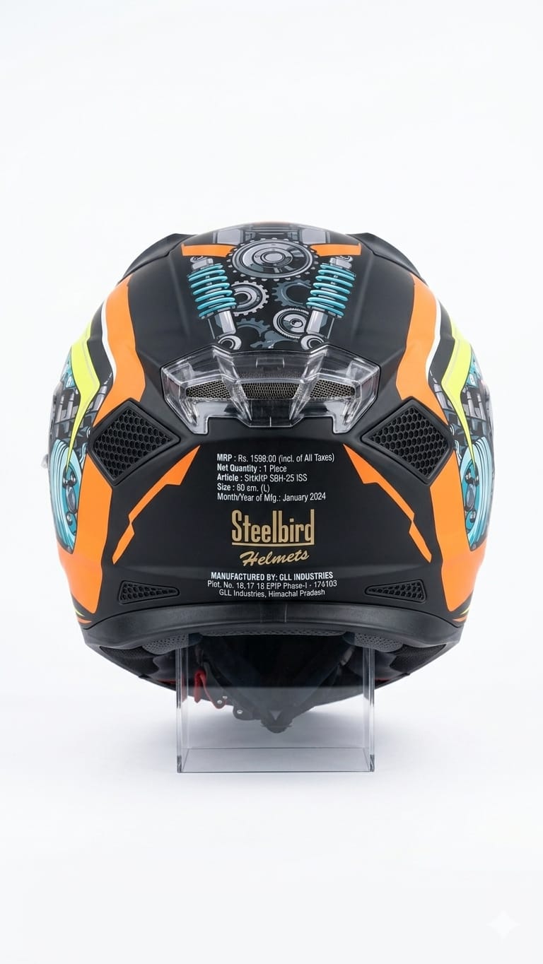 STEELBIRD SBH-25 SHARP ISS SPIKY MATT BLACK/ORANGE C/V 600 MM STEELBIRD SBH-25 SHARP ISS SPIKY MATT BLACK/ORANGE C/V 600 MM