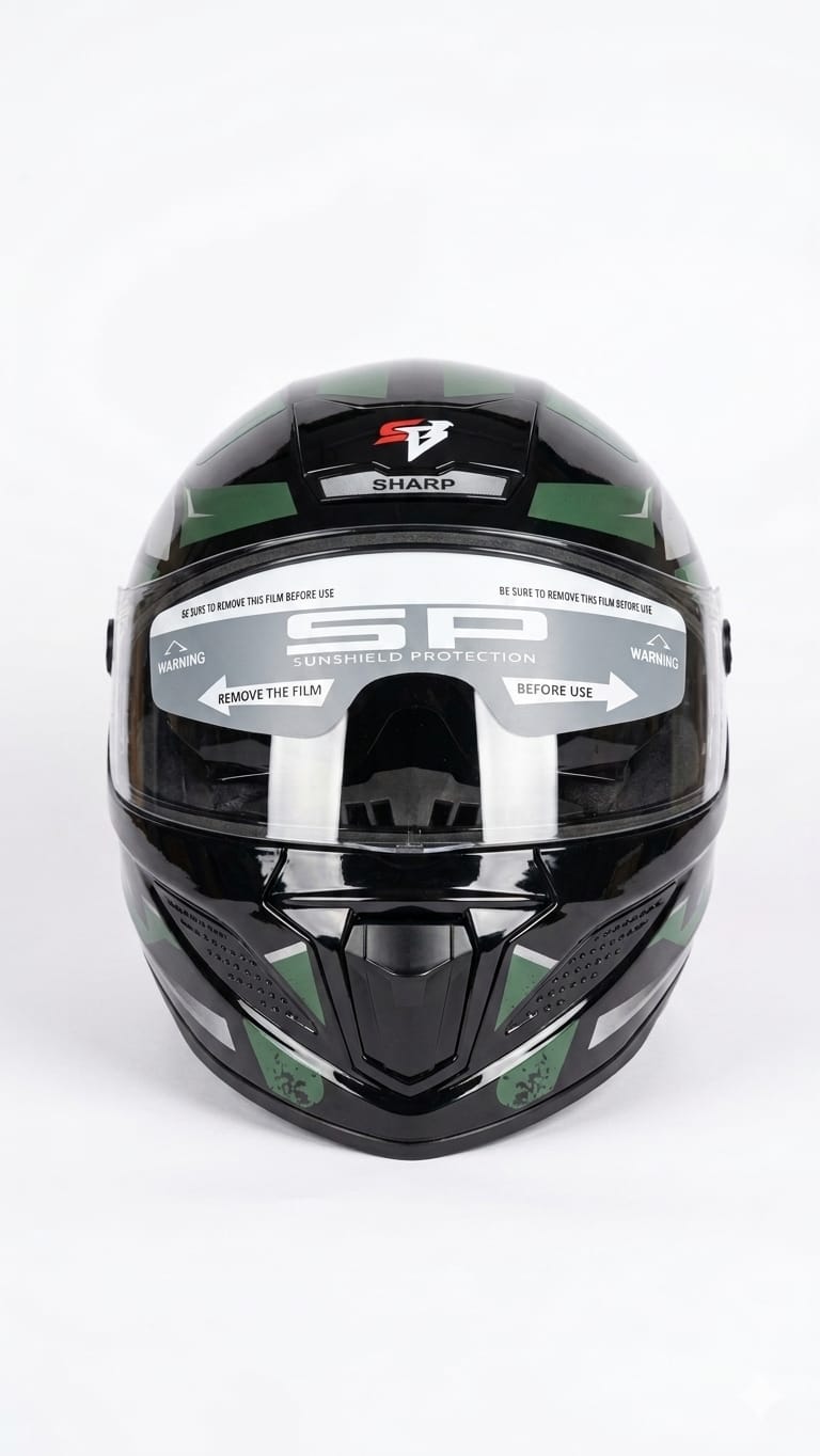 STEELBIRD SBH-25 SHARP ISS SPIRIT GLOSSY BLACK/GREEN C/V 600 MM