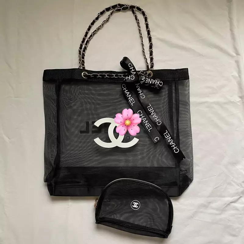 Ch@nel GWP Mesh Tote Bag with pouch