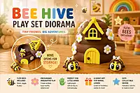 Bee Hive and Flexi Bees Diorama Set