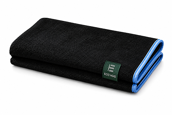 Eco hug | Premium Black Bamboo Gym Towel 35 x 74 cm |2 Pieces| Ultra Soft, Quick Dry & Highly Absorbent
