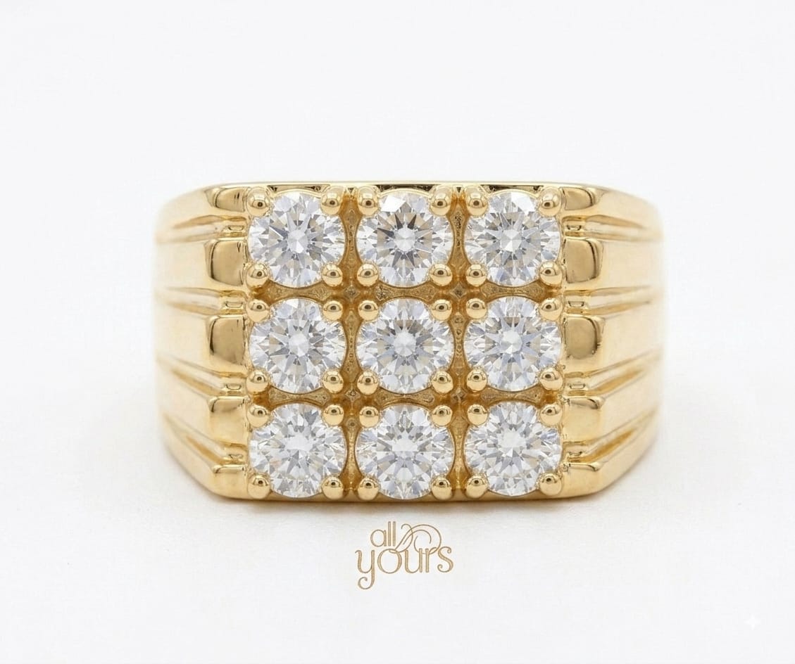 9 Diamond mens ring
