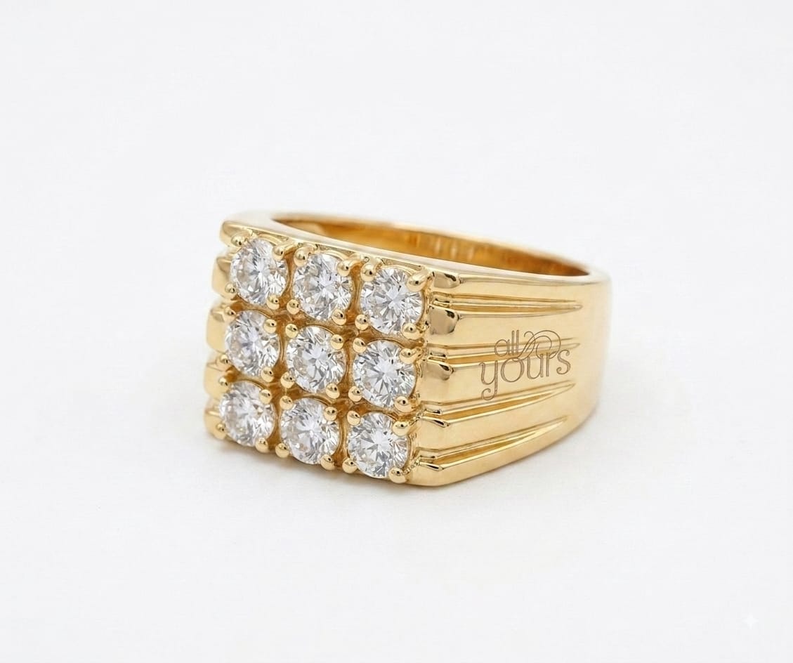 9 Diamond mens ring