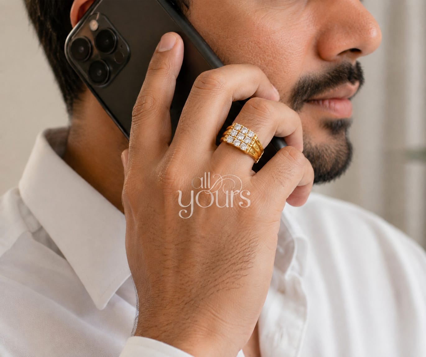 9 Diamond mens ring