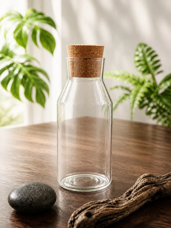 Clear Glass Terrarium Bottle with Natural Cork Lid