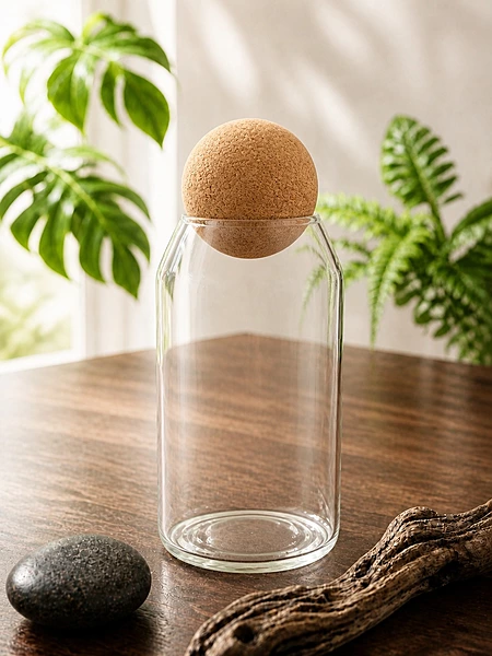 Clear Glass Terrarium Jar with Cork Ball Lid