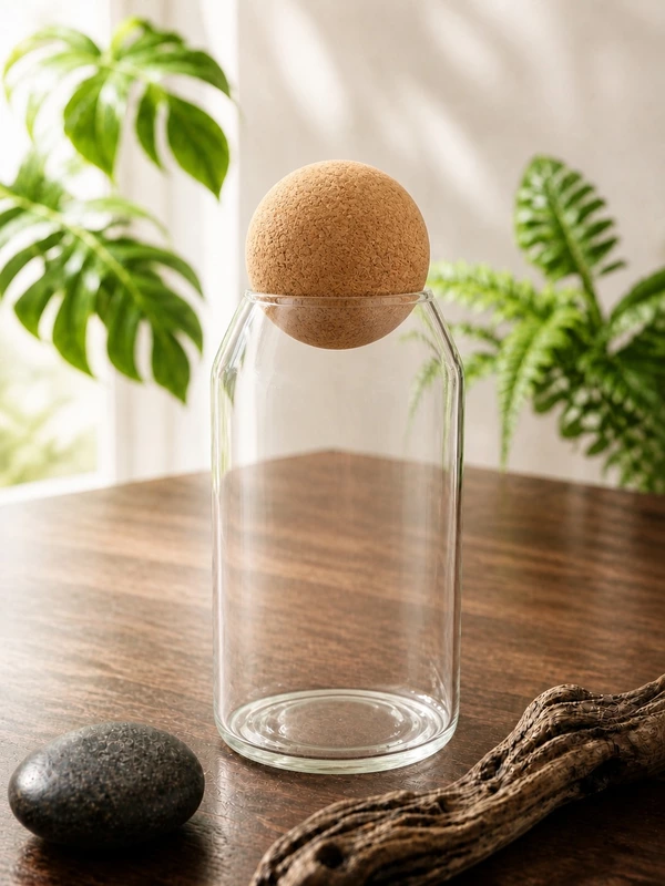 Clear Glass Terrarium Jar with Cork Ball Lid