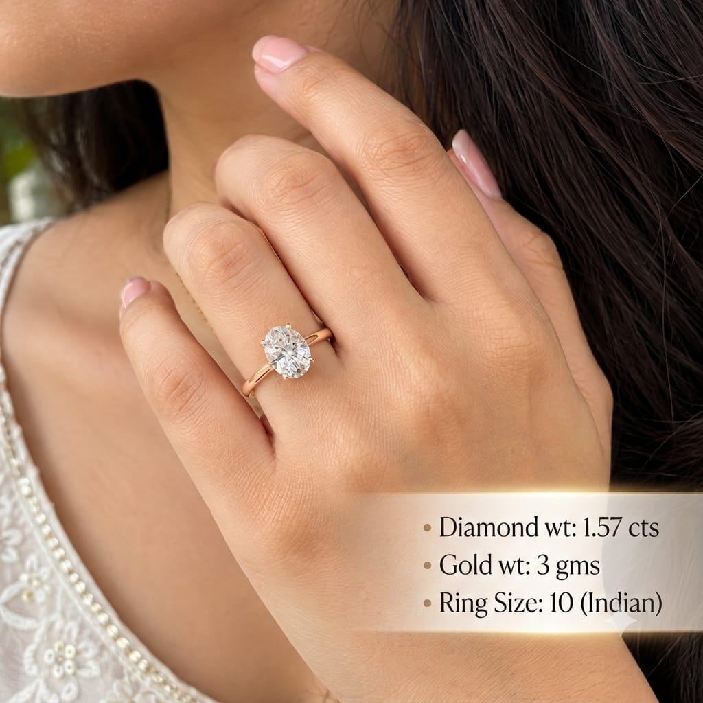 Oval Solitaire halo ring