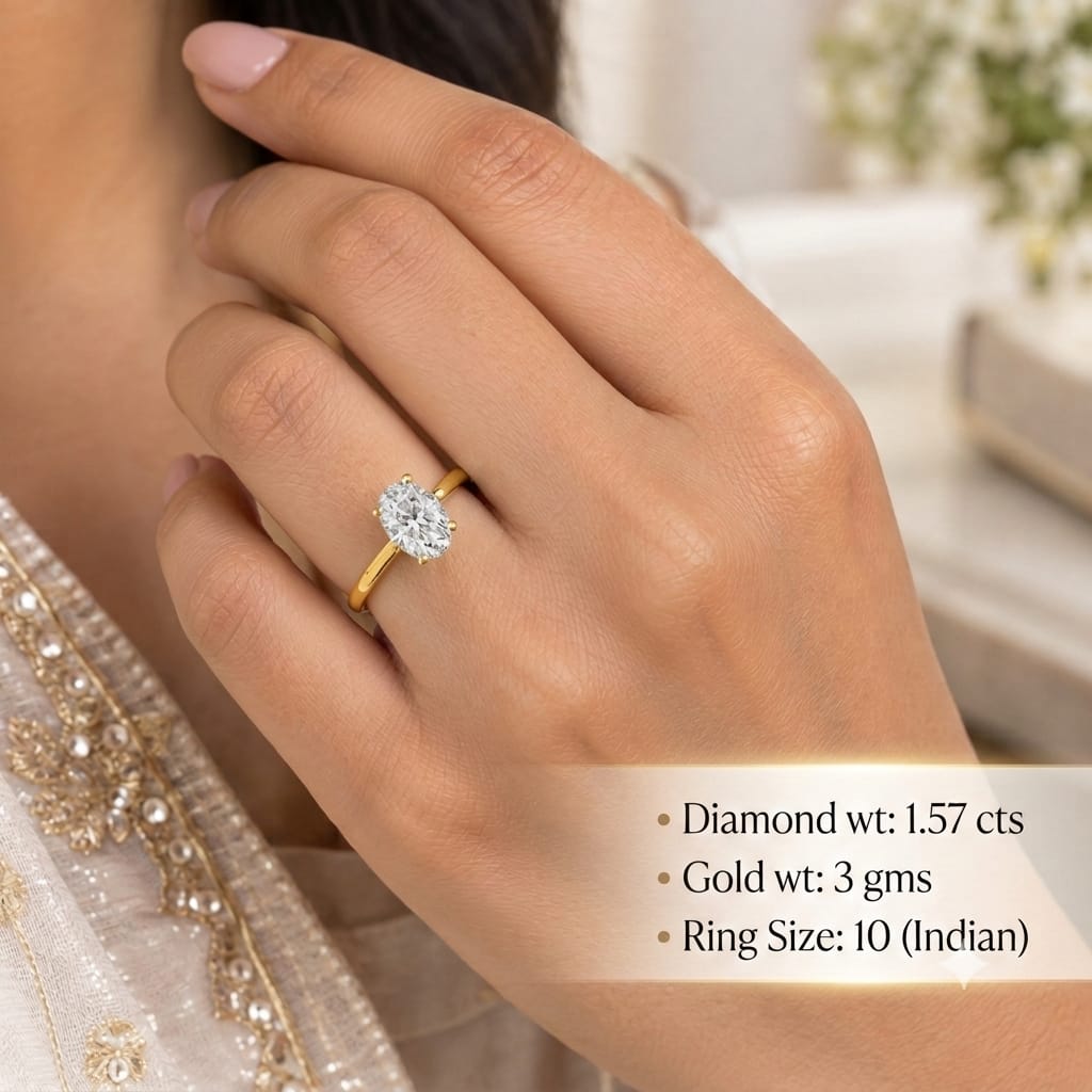 Oval Solitaire halo ring