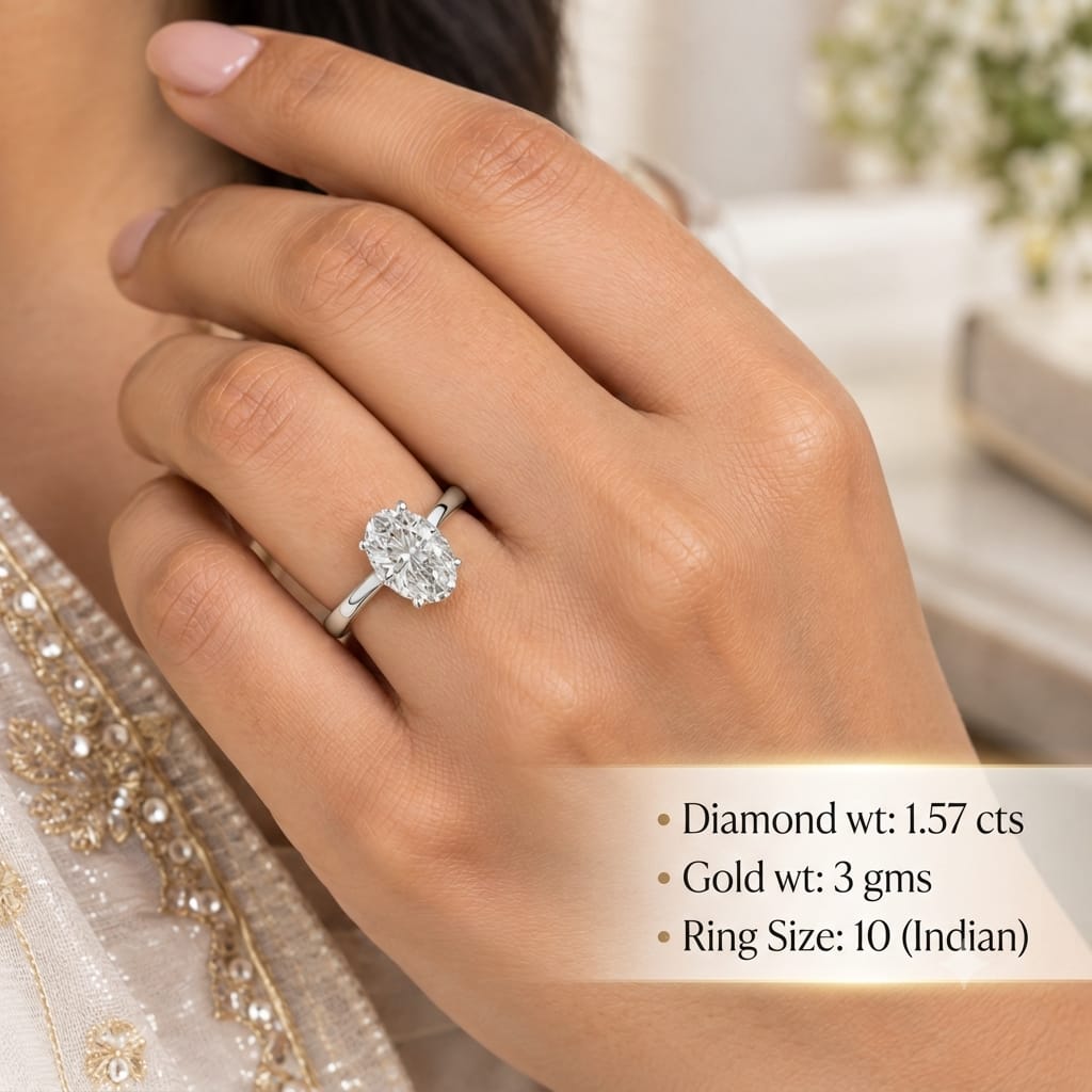 Oval Solitaire halo ring