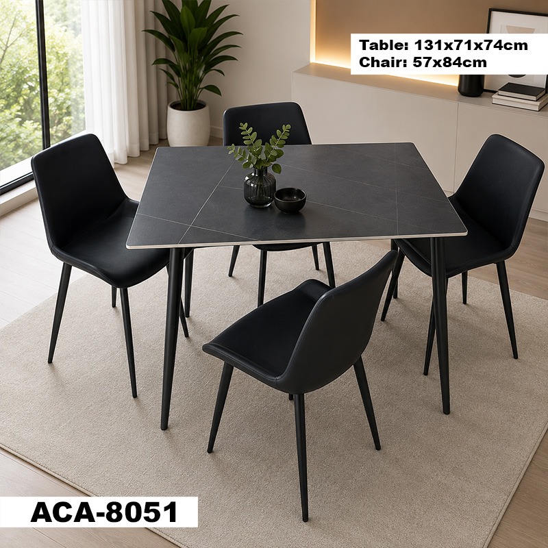 Juego de comedor 4 puestos mesa negra/silla negra - ACA-8051