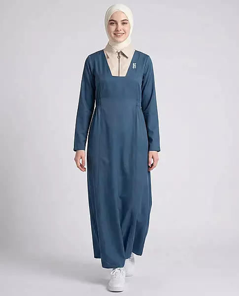 MODERN MUSE BOX PLEAT JILBAB TEAL BLUE
