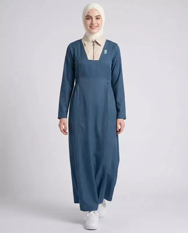 MODERN MUSE BOX PLEAT JILBAB TEAL BLUE