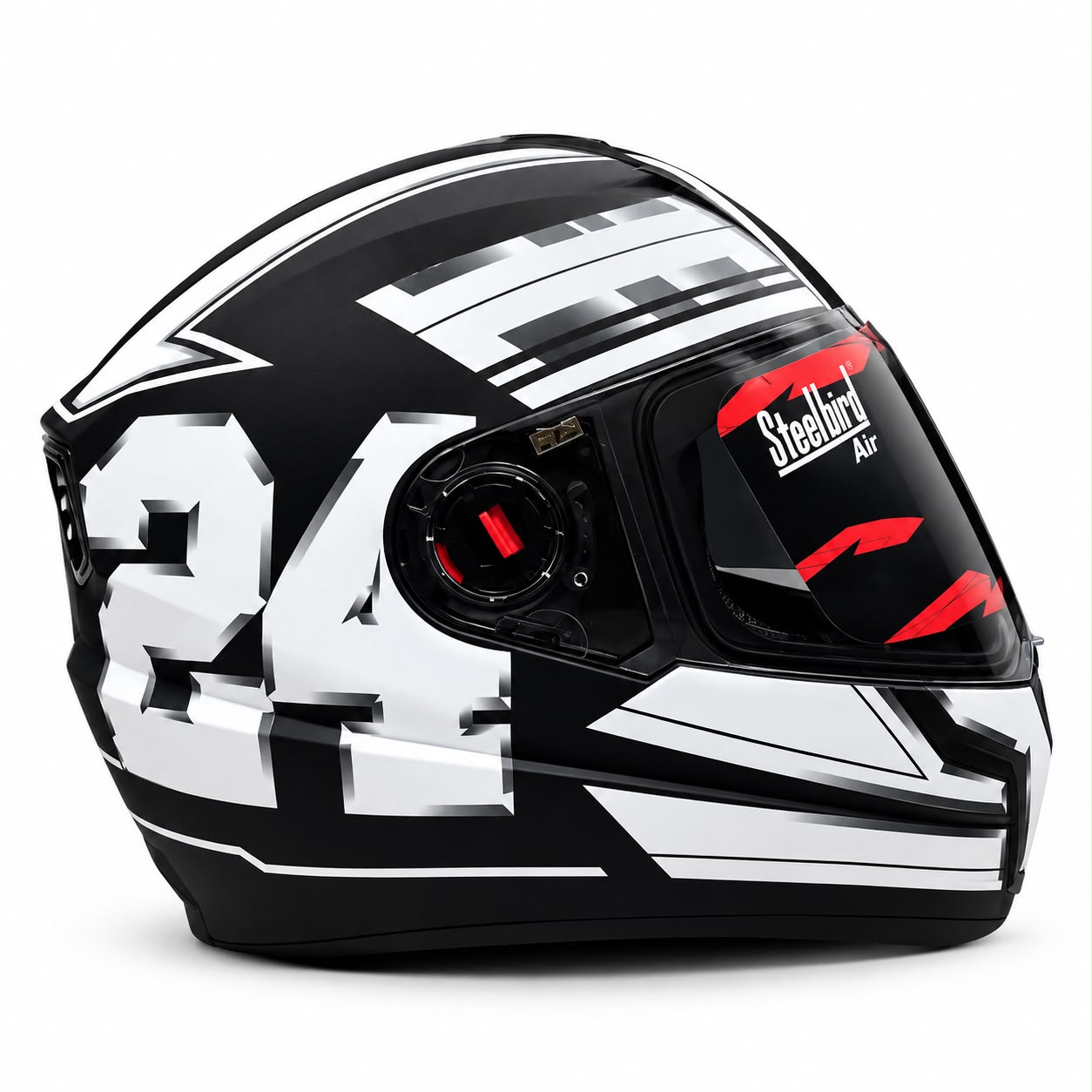 STEELBIRD SBA-1 3D DESIGN MATT BLACK WHITE C/V (M)