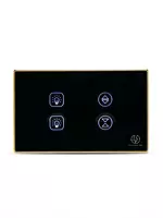 Tuya WiFi 2 gang light+ 1 curtain Black (gold frame)