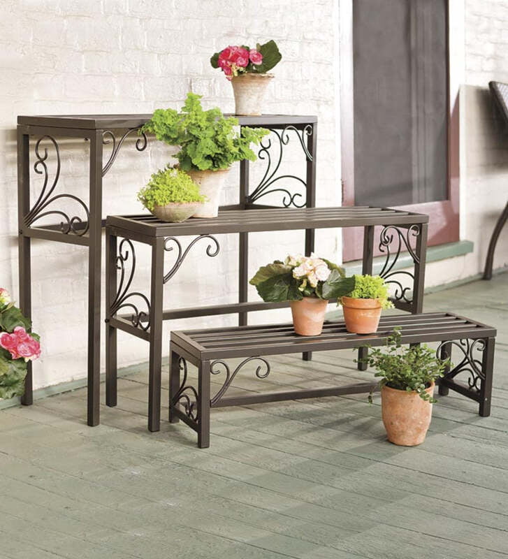 Three Tier Plant Stand Set Of Three Three Tier Plant Stand Set Of Three