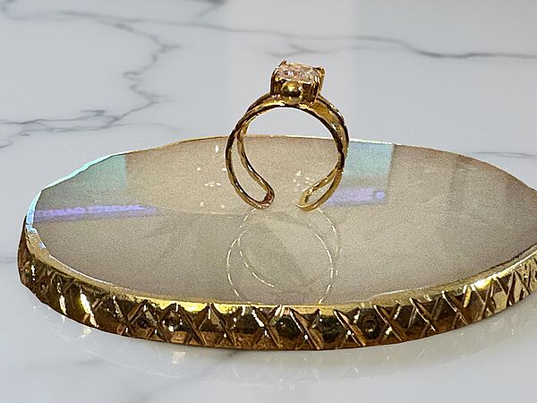 White Crystal Adjustable Ring