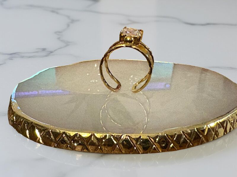 White Crystal Adjustable Ring