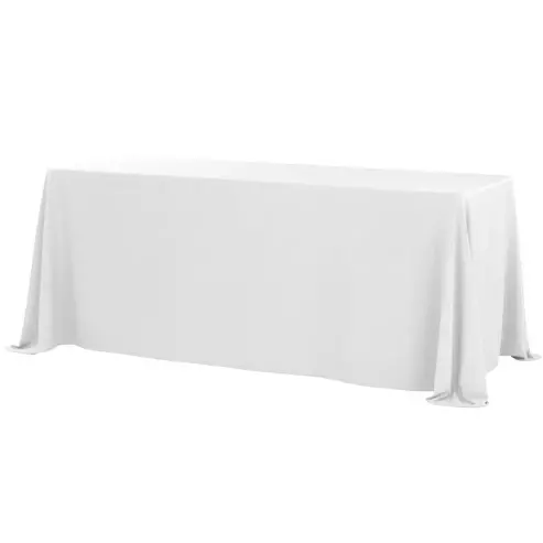 Tablecloth Table Cover Floor Length 8 ft - White / Mantel blanco de 8ft – Longitud del piso