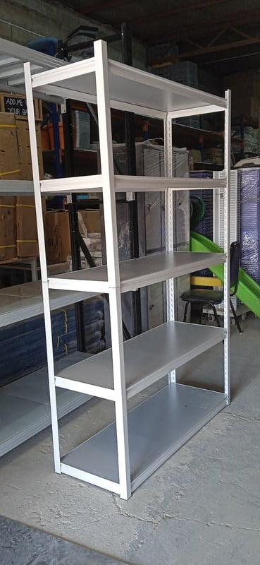 Brand New White Store Shelving with Metal Sheet