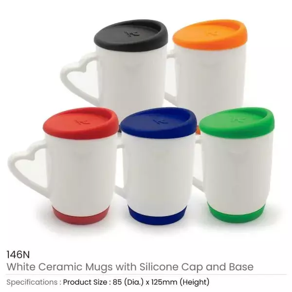 Ceramic Mugs with Silicone Cap and Base