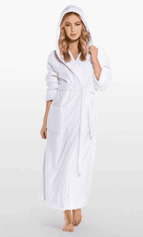 Personalized Super Soft Plush White Small Hooded Women's Robe