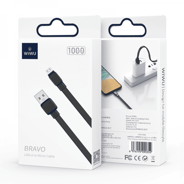 WIWU WI-C003 BRAVO USB TO MICRO CHARGING CABLE 2.4A 1M - BLACK