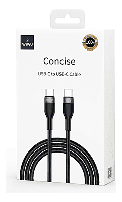 WIWU WI-C017 CC CONCISE 100W CABLE - USB-C TO USB-C CABLE 1.2M 100W-Black