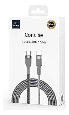 WIWU WI-C017 CC CONCISE 100W CABLE - USB-C TO USB-C CABLE 1.2M 100W-Grey
