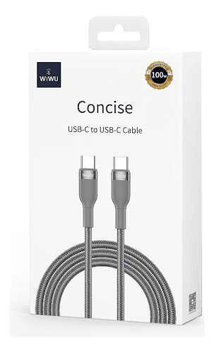 WIWU WI-C017 CC CONCISE 100W CABLE - USB-C TO USB-C CABLE 1.2M 100W-Grey