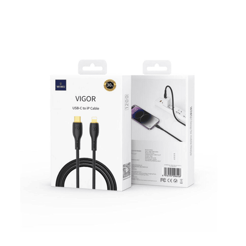 WIWU Vigor Cable Wi-C018 C-C USB C to USB C cable 100W Black 1.2m